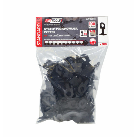 TILE LEVELLING SYSTEM CLIPS STANDARD 1.0mm 7-15mm 100pcs