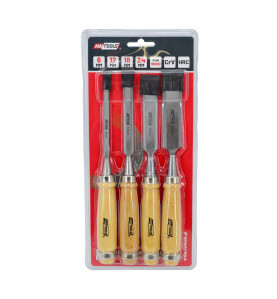 WOODWORKING CHISEL SET 6-24mm 4pcs/ WOODEN HANDLE