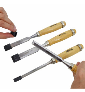 WOODWORKING CHISEL SET 6-24mm 4pcs/ WOODEN HANDLE