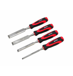 WOOD CHISEL SET 6-24mm 4pcs w/ PP+TPR HANDLE