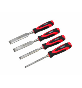 WOODWORKING CHISEL SET 6-24mm 4pcs/ PLASTIC TPR HANDLE