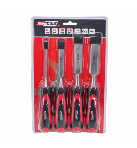 WOODWORKING CHISEL SET 6-24mm 4pcs/ PLASTIC TPR HANDLE