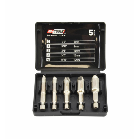 SCREW & BOLT EXTRACTOR SET 5pcs BLACK LINE