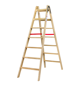 WOODEN DOUBLE-SIDED LADDER 2x7 150kg