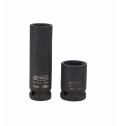 1/2" DRIVE STANDARD & DEEP IMPACT SOCKET SET 10-19mm 20pcs BLACK LINE