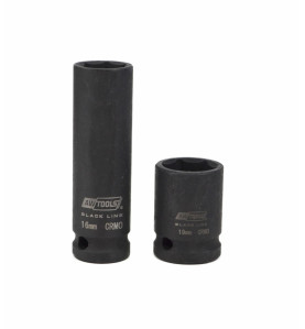 1/2" DRIVE STANDARD & DEEP IMPACT SOCKET SET 10-19mm 20pcs BLACK LINE
