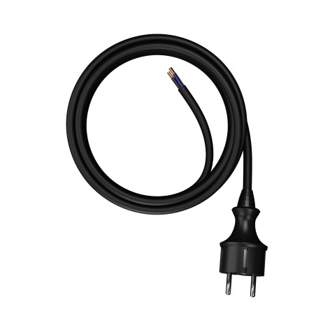 CONNECTION CABLE+PLUG 3m 2x1,5 BK. H05VV-F