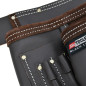 11-POCKET SUEDE/ GRAIN OIL-TANNED LEATHER DOUBLE TOOL BELT BLACK LINE