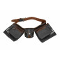 11-POCKET SUEDE/ GRAIN OIL-TANNED LEATHER DOUBLE TOOL BELT BLACK LINE