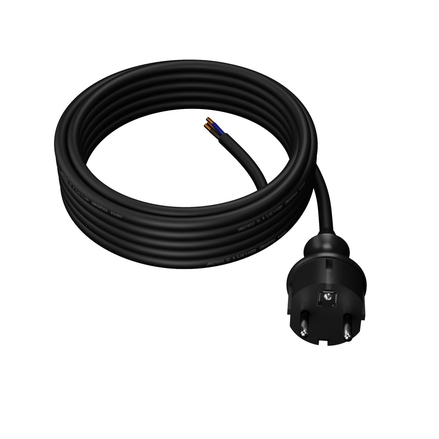 CONNECTION CABLE+PLUG 2m 3x1,5 BK. H05VV-F