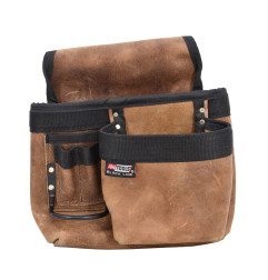 5-POCKET GRAIN LEATHER TOOL POUCH/