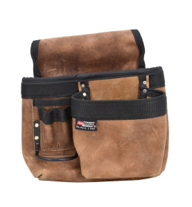 5-POCKET GRAIN LEATHER TOOL POUCH/