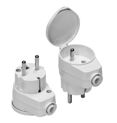 ANGLED PLUG w/ SOCKET & FLAP COVER 10pcs WHITE WT-16U/G-K
