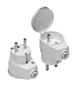 ANGLED PLUG w/ SOCKET & FLAP COVER 10pcs WHITE WT-16U/G-K