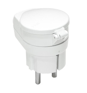ANGLED PLUG w/ SOCKET & FLAP COVER 10pcs WHITE WT-16U/G-K