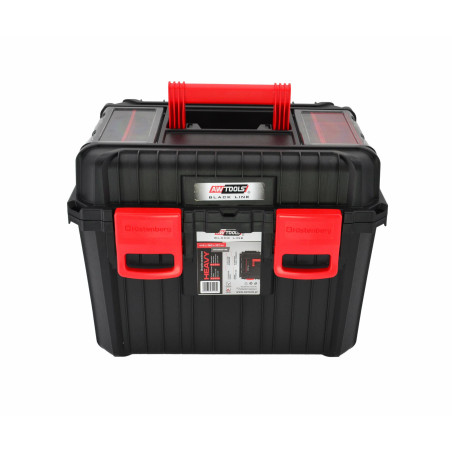 PLASTIC TOOLBOX w/ LID ORGANISERS 445x360x337mm BLACK LINE