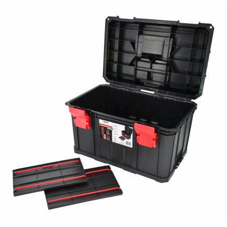 PLASTIC TOOLBOX w/ DIVIDERS 530x355x310mm BLACK LINE