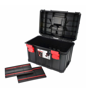 PLASTIC TOOLBOX w/ DIVIDERS 530x355x310mm BLACK LINE