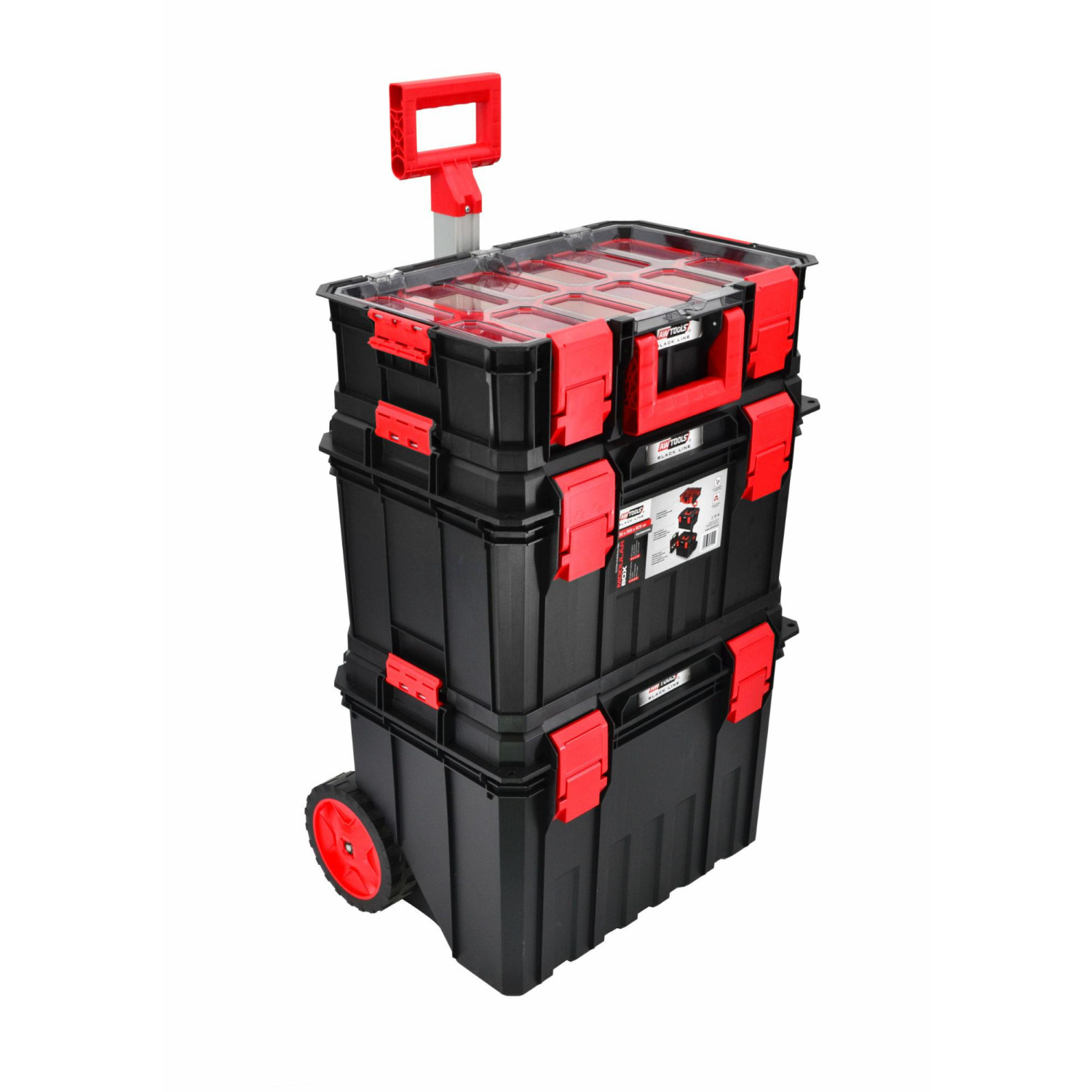 4in1 ROLLING MODULAR TOOLBOX w/ LID ORGANISERS 530x355x825mm