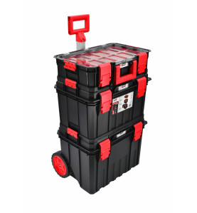 MODULAR ROLLING TOOLBOX w/ REMOVABLE TRAY & LID ORGANISERS 530x355x825mm