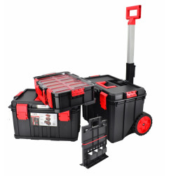 MODULAR ROLLING TOOLBOX w/ REMOVABLE TRAY & LID ORGANISERS 530x355x825mm
