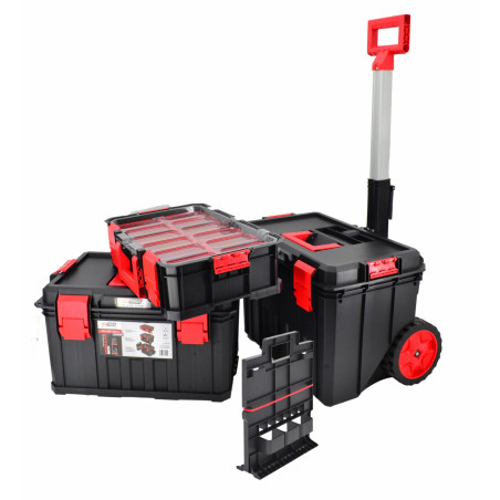 MODULAR ROLLING TOOLBOX w/ REMOVABLE TRAY & LID ORGANISERS 530x355x825mm