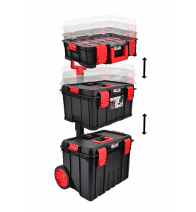 4in1 ROLLING MODULAR TOOLBOX w/ LID ORGANISERS 530x355x825mm