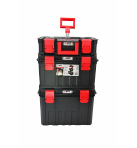 MODULAR ROLLING TOOLBOX w/ REMOVABLE TRAY & LID ORGANISERS 530x355x825mm