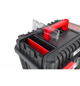 PLASTIC ROLLING PLASTIC TOOLBOX w/ LID ORGANISERS 450x360x640mm BLACK LINE