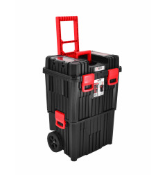 PLASTIC ROLLING PLASTIC TOOLBOX w/ LID ORGANISERS 450x360x640mm BLACK LINE