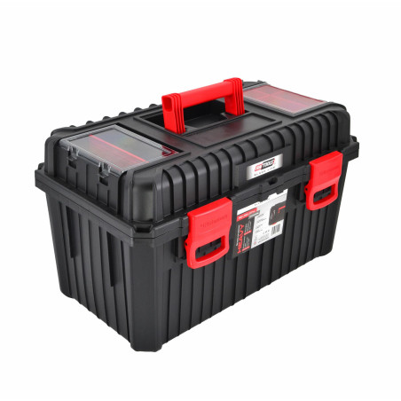 PLASTIC TOOLBOX w/ LID ORGANISERS 585x360x337mm BLACK LINE