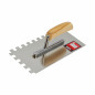 NOTCHED STAINLESS STEEL TROWEL 270mm 4x4/ WOODEN HANDLE & ALUMINIUM SHANK NOTCHED STAINLESS STEEL TROWEL 270mm 4x4/ WOODEN HANDLE & ALUMINIUM SHANK