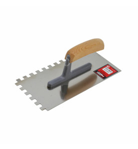 RECTANGULAR NOTCHED TROWEL 270mm/ 6x6/ WOODEN HANDLE