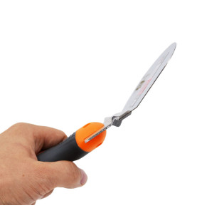 STAINLESS STEEL DRYWALL BUCKET SCOOP KNIFE 165mm/ SOFT GRIP HANDLE/ BLACK LINE