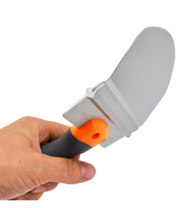 STAINLESS STEEL DRYWALL BUCKET SCOOP KNIFE 165mm/ SOFT GRIP HANDLE/ BLACK LINE