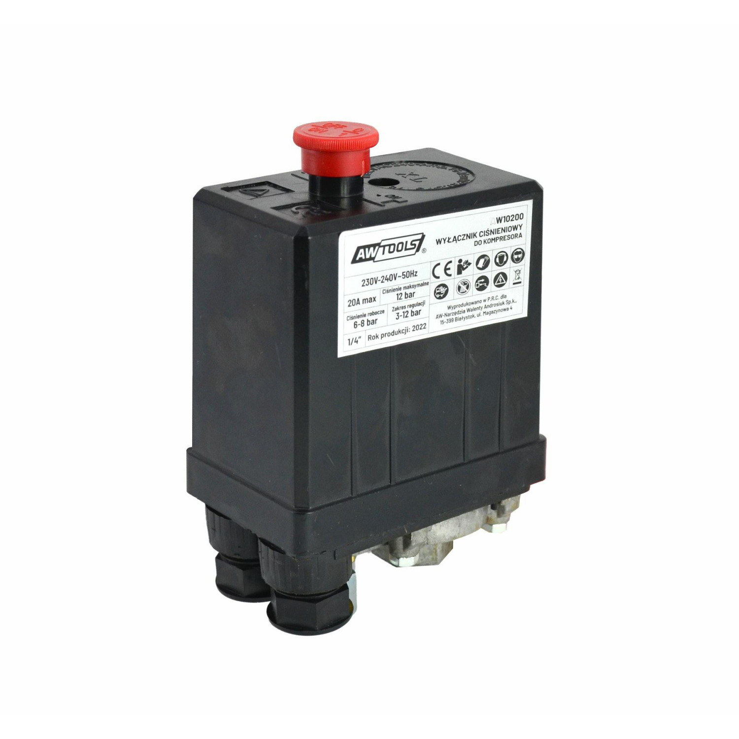 WYŁĄCZNIK CIŚNIENIOWY KOMPRESORA PRESOSTAT 230V 1/4" WYŁĄCZNIK CIŚNIENIOWY KOMPRESORA PRESOSTAT 230V 1/4"