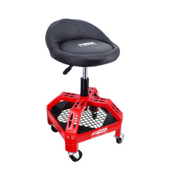 ADJUSTABLE ROLLING WORKSHOP SEAT STOOL w/ TOOL TRAY