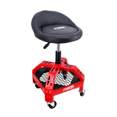 ADJUSTABLE ROLLING WORKSHOP SEAT STOOL w/ TOOL TRAY