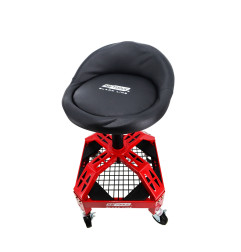 ADJUSTABLE ROLLING WORKSHOP SEAT STOOL w/ TOOL TRAY