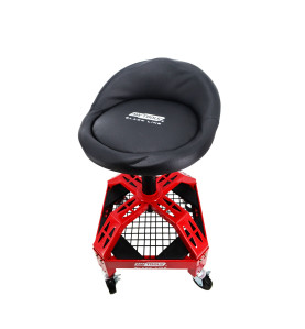 ADJUSTABLE ROLLING WORKSHOP SEAT STOOL w/ TOOL TRAY