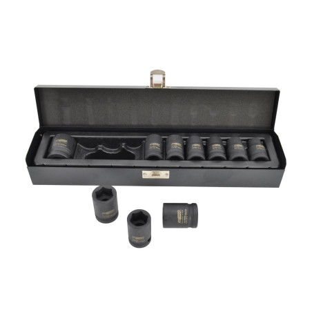 1/2" DRIVE IMPACT SOCKET SET 10-22mm 10pcs BLACK LINE