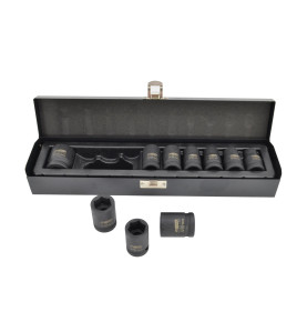 1/2" DRIVE IMPACT SOCKET SET 10-22mm 10pcs BLACK LINE