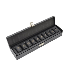 1/2" DRIVE IMPACT SOCKET SET 10-22mm 10pcs BLACK LINE