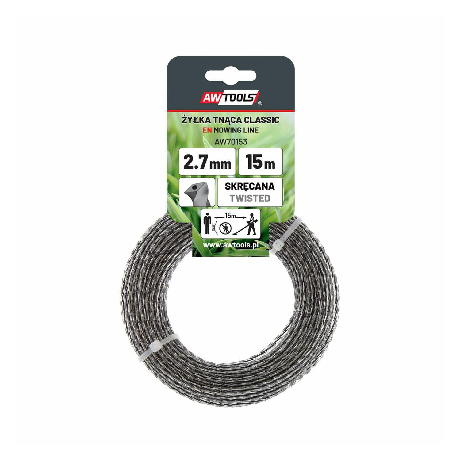 PVC CORE TWIST SQUARE TRIMMER LINE 2.7x15m