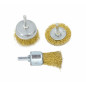 BRASSED STEEL CRIMPED WIRE BRUSH SET 3pcs w/ SHANK