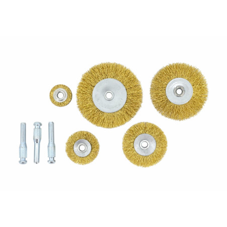 CRIMPED WIRE BRUSH SET w/ BORE & SHANK 5pcs