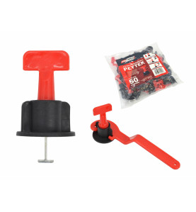 SYSTEM POZIOMOWANIA PŁYTEK 50szt. + KLUCZ