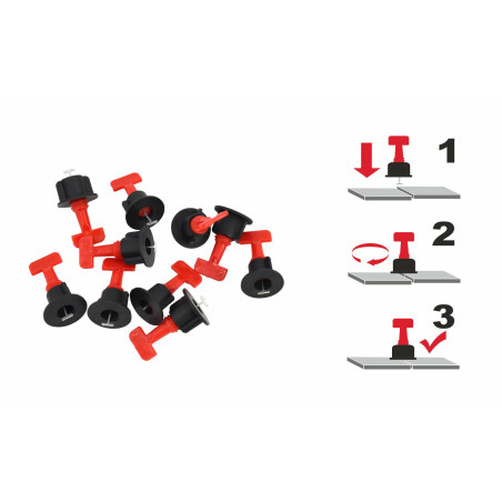 TILE LEVELING SYSTEM T-TYPE SPACERS 1.5mm (5-17mm) 50pcs + WRENCH