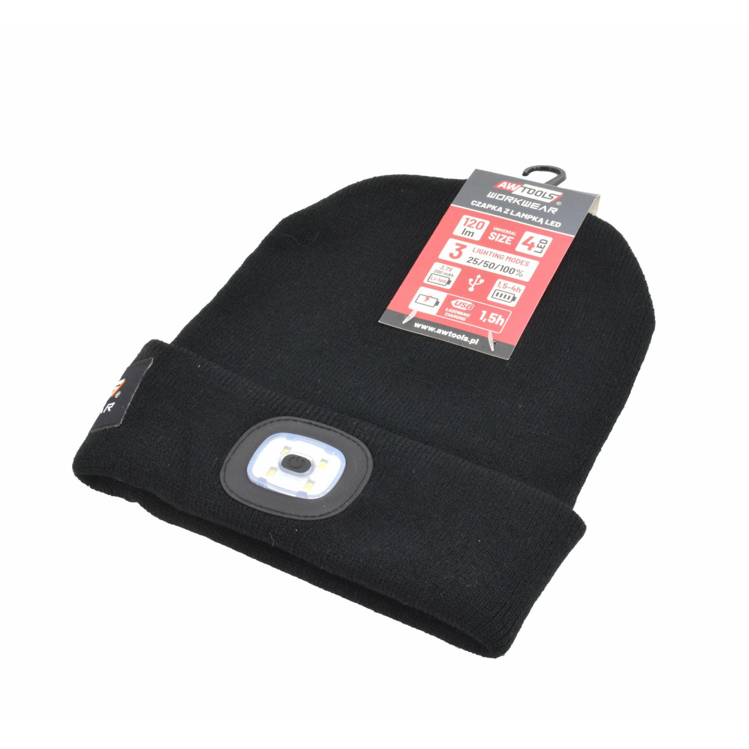 BEANIE w/ USB RECHARGEABLE LED HEAD LIGHT 120lm