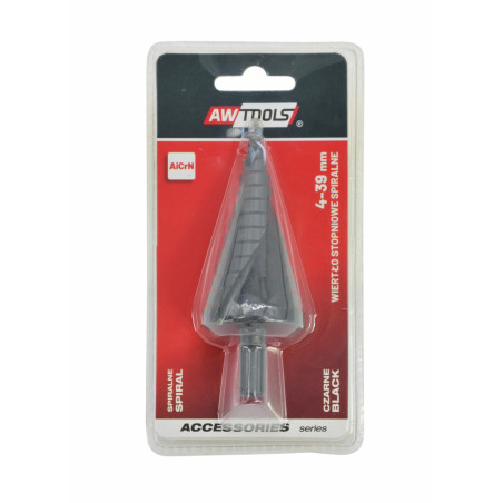 WIERTŁO STOPNIOWE SPIRALNE/ 4-39mm/ AICrN/ CZARNE